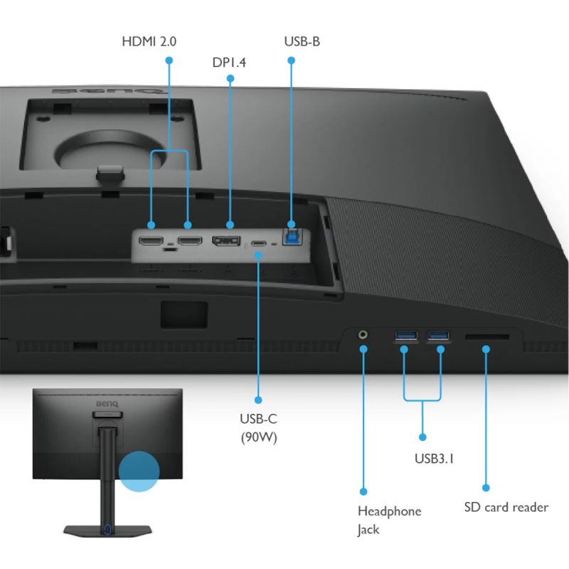TFT 27" BenQ SW272Q, 2K IPS, 2хHDMI, DP, USB-C, HAS, USB-hub, MCR, Pivot, сірий (9H.LLPLB.QBE)