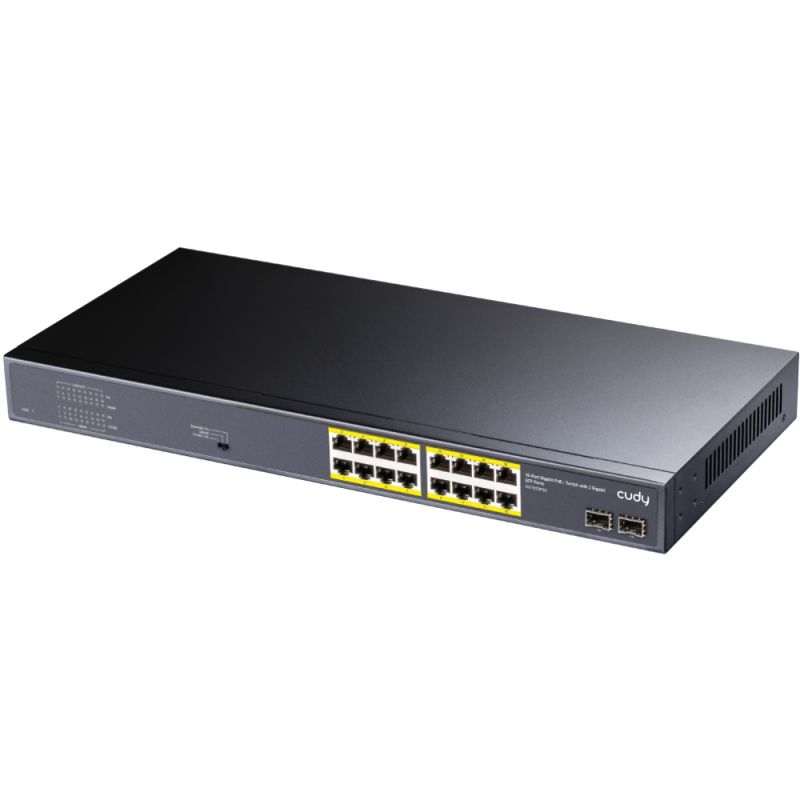 Комутатор Cudy , 16-Port Gigabit PoE+ Switch with 2 Gigabit SFP ports 200W (GS1020PS2)