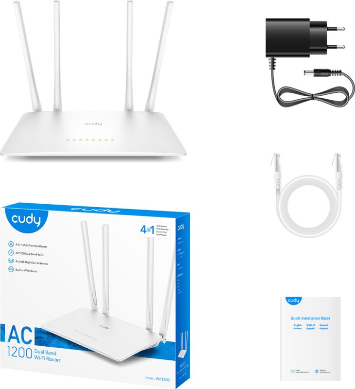 Маршрутизатор Cudy , AC1200 Wi-Fi Router (WR1200)