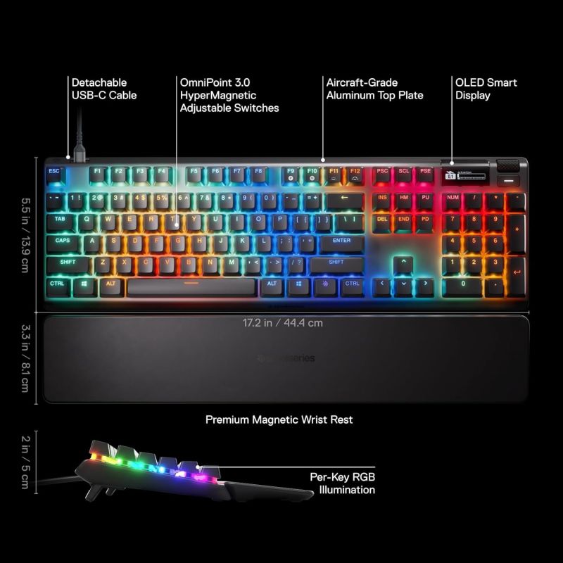 Клавіатура ігрова оптична SteelSeries Apex Pro Gen 3 - UA (64660)