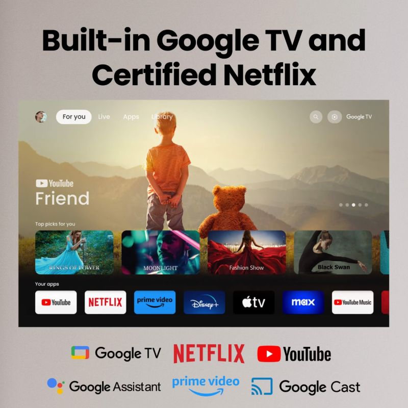 Проєктор BENQ GP520, DLP,4K UHD, ANSI 2600Lm,200000:1,Android11,2хHDMI,USB,Wi-Fi,BT5.0,16:9,сірий (9H.JT177.59E)
