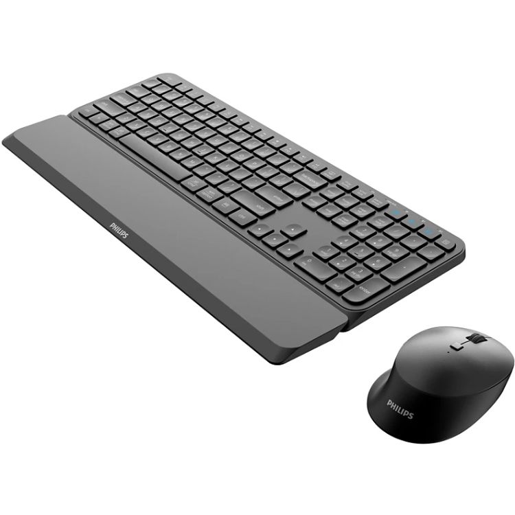 Комплект бездротовий Philips 6000 (клавіатура + мишка) Slim UA, 2,4 ГГц/Bluetooth чорний (SPT6607B/00)