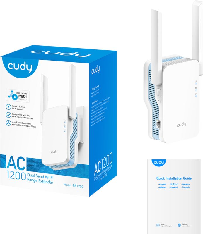 Підсилювач Wi-Fi сигналу Cudy AC1200 Wi-Fi Mesh Repeater (RE1200)