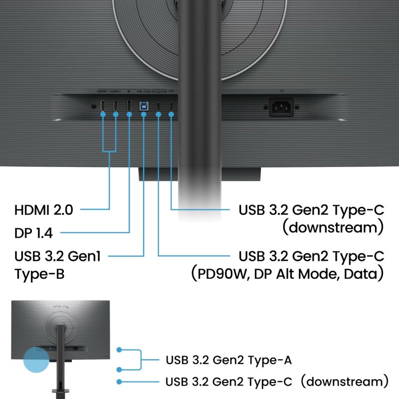TFT 31.5" BenQ RD320UA, 4K, IPS, 2xHDMI, DP, USB-C, Pivot, колонки, сірий (9H.LMTLA.TBE)