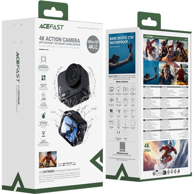 Екшн-камера Acefast X1 4K Waterproof Action (6974316285816)