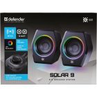 Акустична система 2.0 Defender Solar 9, 10Вт, Bluetooth, RGB підсвітка, USB, чорна (65939)
