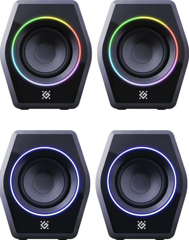 Акустична система 2.0 Defender Solar 9, 10Вт, Bluetooth, RGB підсвітка, USB, чорна (65939)