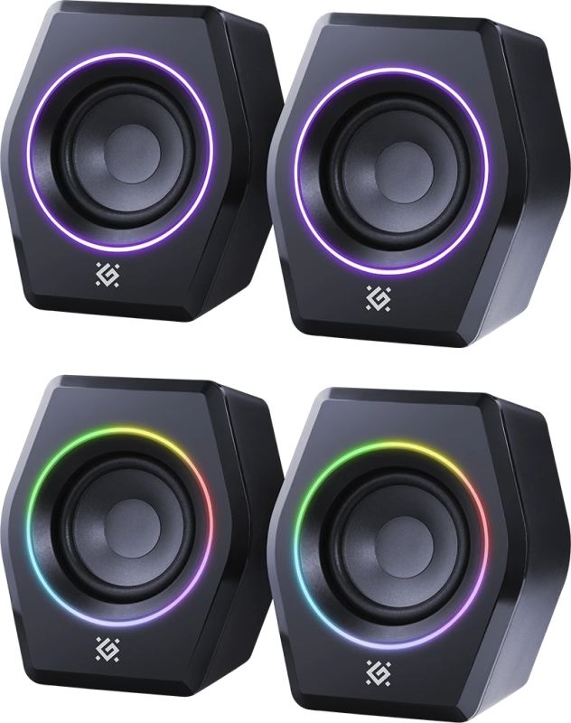 Акустична система 2.0 Defender Solar 9, 10Вт, Bluetooth, RGB підсвітка, USB, чорна (65939)