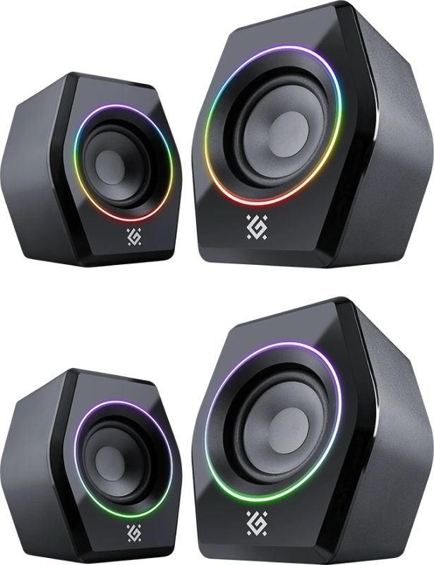 Акустична система 2.0 Defender Solar 9, 10Вт, Bluetooth, RGB підсвітка, USB, чорна (65939)
