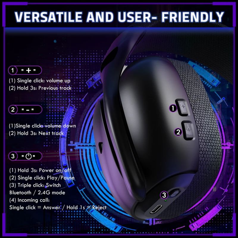 Ігрова гарнітура Attack Shark L80PRO Wireless, 2.4GHz/Bluetooth/3.5mm Black (L80PROB_AS)
