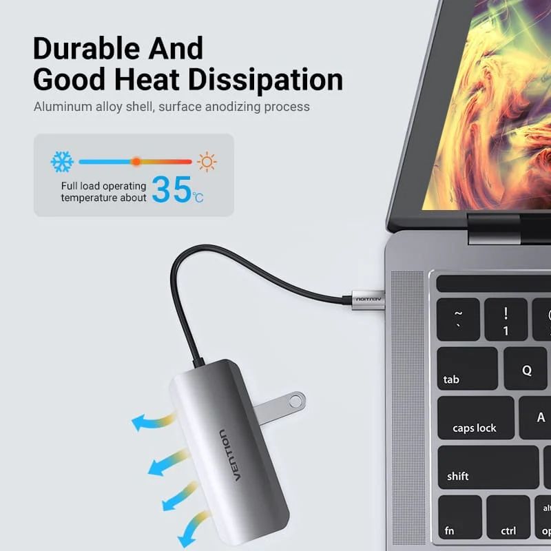 Док-станція USB3.1 Type-C --> HDMI 4K30Hz/USB 3.0х3//PD 100W 5-in-1 Vention (THFHB)
