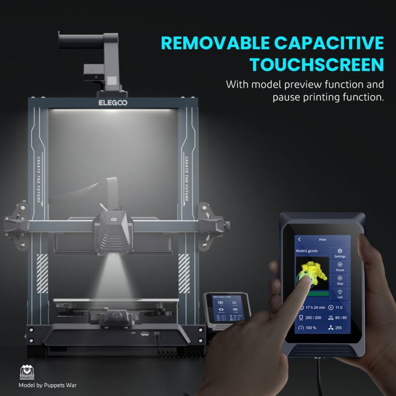 Принтер 3D ELEGOO Neptune 4 Pro (FDM 1.75 mm 0.4 mm 225x225x265 mm WLAN USB сірий) (50.201.013300)