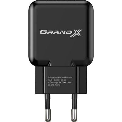 Зарядний пристрій Grand-X (CH-03B) (5V/2,1A) Black (CH-03B)
