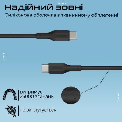Дата кабель USB-C to USB-C 2.0m Promate (cablekit-cc.black)
