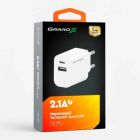 Зарядний пристрій Grand-X 1xUSB-C + 1xUSB 21W OCP white (CH-21W)