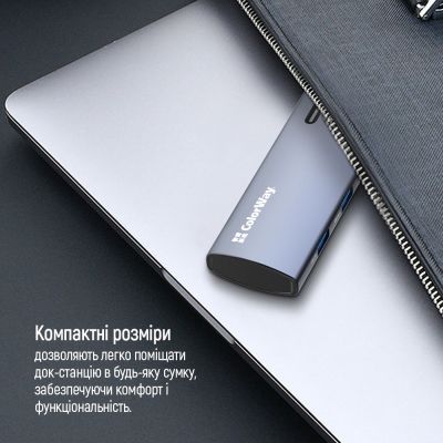 Порт-реплікатор ColorWay Docking Station USB-C 5-в-1 Type C PD 100W/USB3.0х3/HDMI 4К (CW-HUB01)
