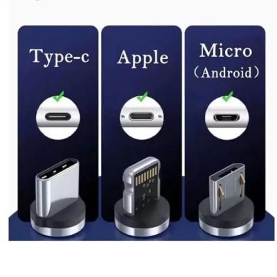 Дата кабель USB 2.0 AM to Lightning + Micro 5P + Type-C magnetic black Denmen (DN-D09E-BK)