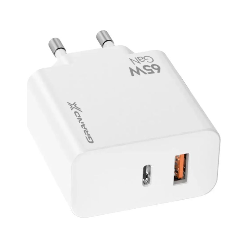 Зарядное устройство Grand-X GaN 1xUSB-C + 1xUSB 65W PD3.0 QC4.0 AFC SCP FCP white (CH-960W)