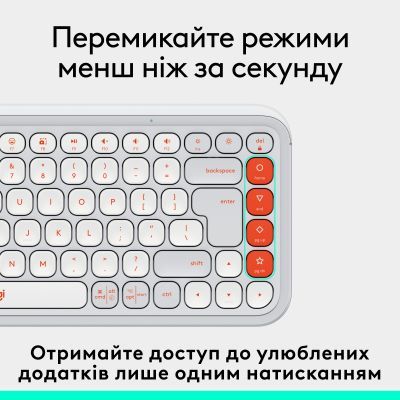 Клавиатура Logitech POP Icon Keys Bluetooth UA Off-White (920-013072)