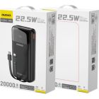 Батарея універсальна Dudao K15Pro 20000mAh PD/22.5W, QC, with built-in cables, Black (6977196682430)