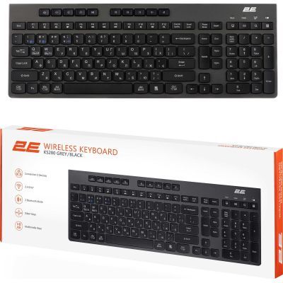 Клавиатура 2E KS280 Wireless/Bluetooth Black-Gray (2E-KS280WBGR_UA)