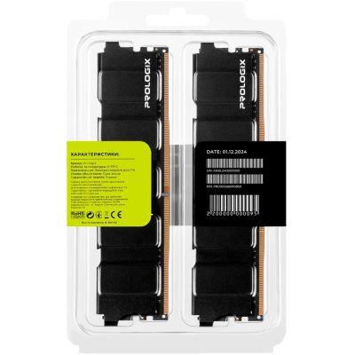 Модуль пам\'яті для комп\'ютера DDR5 32GB (2x16GB) 6000 MHz Black Prologix (PRO32GB6000B5K)