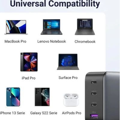 Зарядний пристрій Ugreen 4xUSB 100W (3xUSB-C+USB-A) Gan Tech Fast GAN Charger black CD226 (40747)