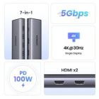 Порт-реплікатор Ugreen Dock CM498 USB 3.0 Type-C -> 1хUSB-A 3.0/3хUSB-A 2.0/2xHDMI 4K 30Гц PD (35897)