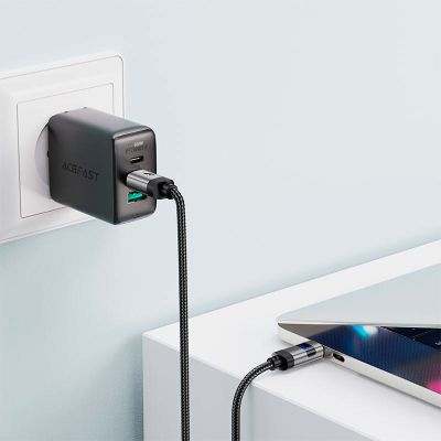 Дата кабель USB-C to USB-C 1.2m 60W digital display C15-03 Black Acefast (6974316283720)