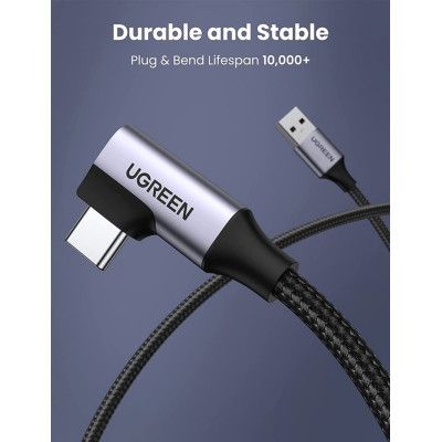 Дата кабель USB 3.0 AM to USB-C 1.0m 60W US385 90° Black Ugreen (20299)