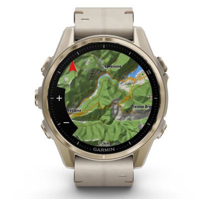 Смарт-часы Garmin fenix 8 43mm, AMOLED, Saph, SftGldSS/FogGryLeatherBnd, Excl, GPS (010-02903-40)