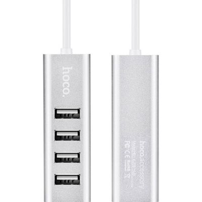 Концентратор HOCO USB 2.0 to 4xUSB Line machine HB1 Silver (6957531038146)