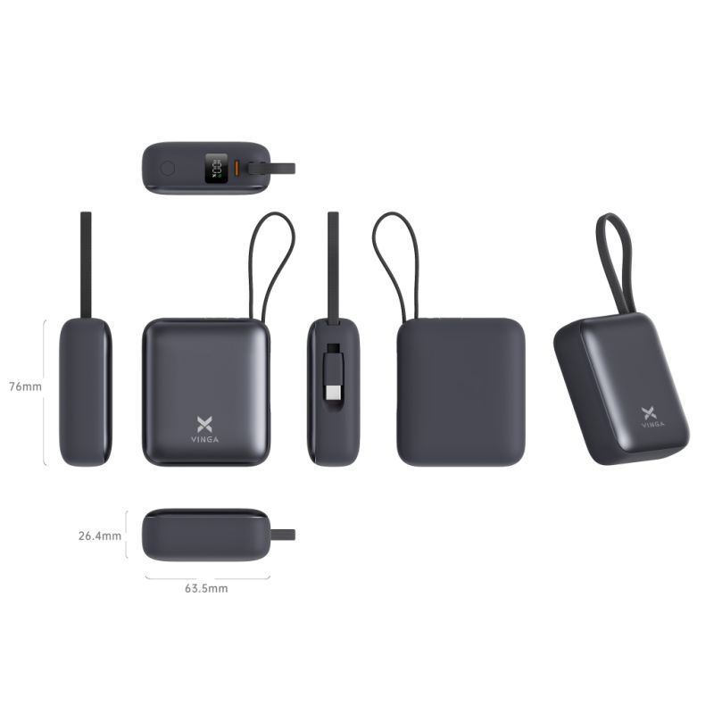 Батарея универсальная Vinga 10000 mAh 35W Display Cable (VPBB1035C)
