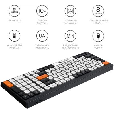 Клавиатура OfficePro (SK985BO) Bluetooth/Wireless UA Black/White (SK985BO)