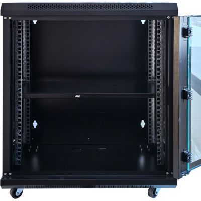 Шафа настінна GEAR 12U 19\'\' 600x600x650 мм, + полка 19", black (GWMSN-12U-600-600)