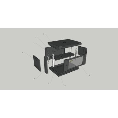 Шафа настінна GEAR 12U 19\'\' 600x600x650 мм, + полка 19", black (GWMSN-12U-600-600)