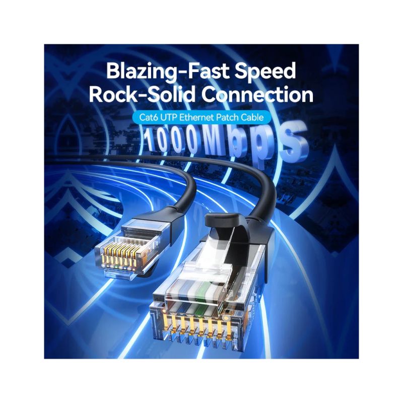 Патч-корд 8м, UTP cat 6 RJ-45 black Vention (IBEBK)