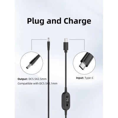 Кабель питания USB-C to DC 5.5x2.5mm 1.0m 5V/9V/12V/15V/20V/28V 140W black XoKo (XK-K695)
