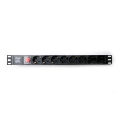 Силовой блок Eserver 19" 8 розеток, выкл., алюм. корпус PDU 220В, 16А (WT-2261A-GER-8WAY-WO)
