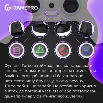 Геймпад GamePro (GPS13W) BT 5.3/USB/PC/iOS/Android/PS3/PS4 RGB White (GPS13W)