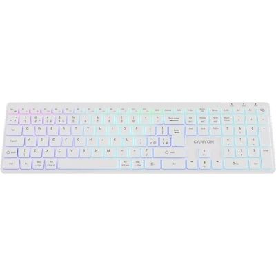 Клавіатура Canyon HKB-W11 Slim Dual Mode Wireless/Bluetooth RGB UA White (CNS-HBTK11W)