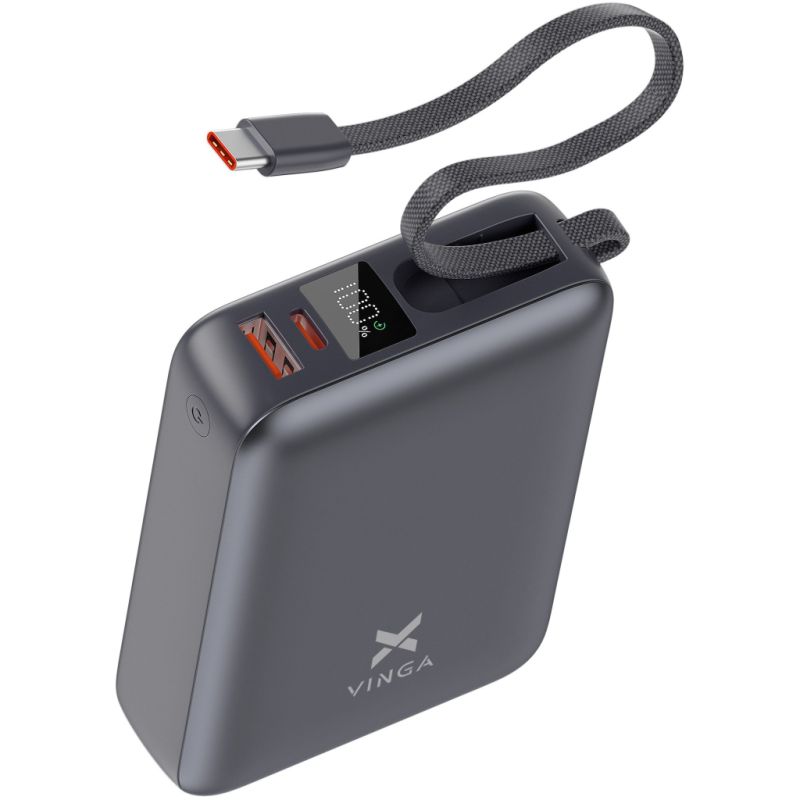 Батарея универсальная Vinga 20000 mAh 45W Display Cable (VPBB2045C)
