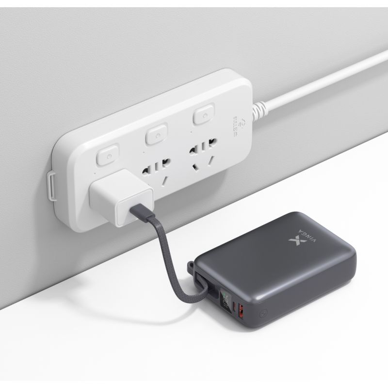 Батарея универсальная Vinga 20000 mAh 45W Display Cable (VPBB2045C)