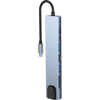 Концентратор Dynamode USB-C 8-in-1 HDMI 4K30Hz + 1xRJ45 + 1xUSB 3.0 + 1xUSB 2.0 + 1xUSB-C PD (BYL-2017L)