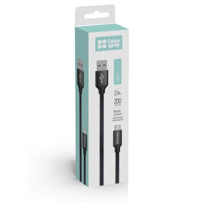 Дата кабель USB 2.0 AM to USB-C 2.0m black ColorWay (CW-CBUC008-BK)