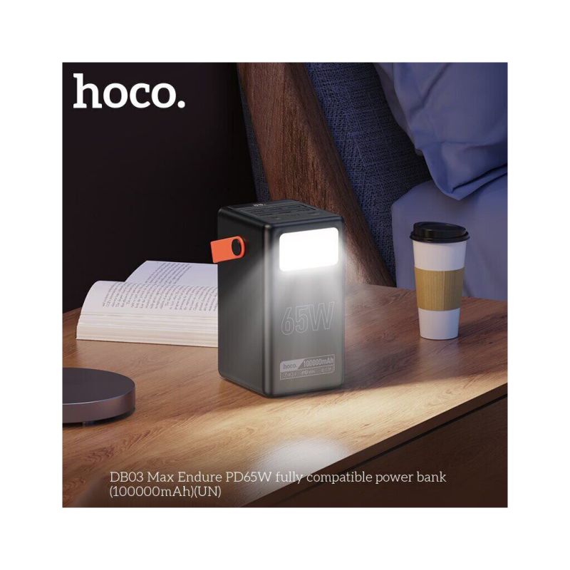 Батарея универсальная HOCO 100000mAh Max Centurion PD/65W, QC, LED Lamp, Black (DB03 / 714722)