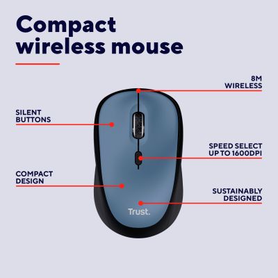 Мышка Trust Yvi+ Silent Wireless Dark Blue (25514)