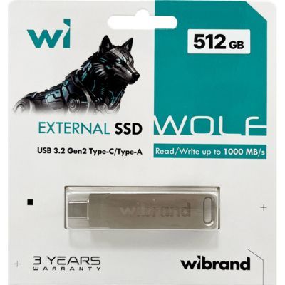 Накопитель SSD USB 3.2 512GB Wolf Wibrand (WIEXSSD/WO512GB)
