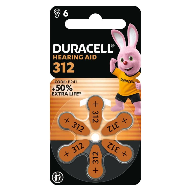 Батарейка Duracell для слухових апаратів розмір 312, 6 шт. в упаковці (5007516/5011449)