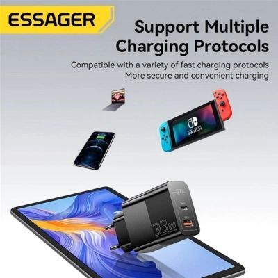 Зарядний пристрій 1xUSB-C + 1xUSB 33W Essager (ECTAC-PCB01-P)